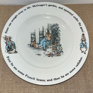 Lot of (2) PETER RABBIT WEDGWOOD Mr McGregor's Garden + sick in bed w/ mother